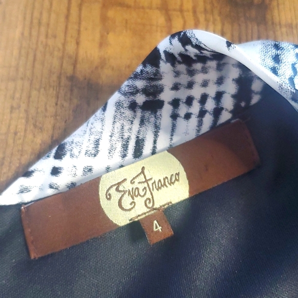 Eva Franco Revolve abstract black and white cowl neck dress lined - Picture 3 of 10